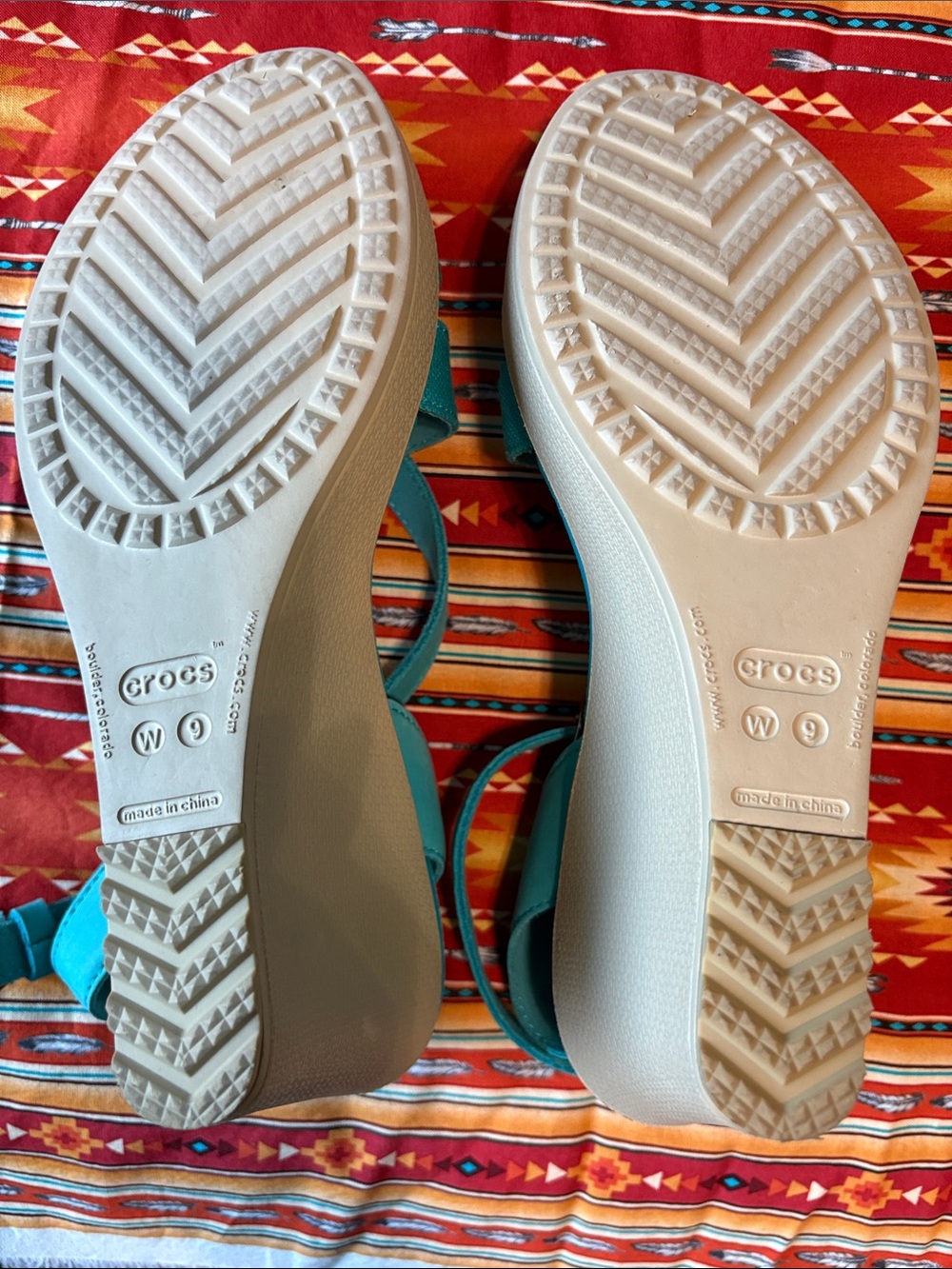 CROCS Women's Bright Teal Strappy Sandals - Picture 4 of 6